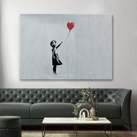Banksy Kırmızı Balonu Uçup Giden Kız Kanvas Tablosu-5059