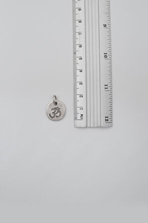 Om Aum Sembolü Örme Zincir Kolye - Antik Gümüş Kaplama - Kadın Erkek - 60 cm