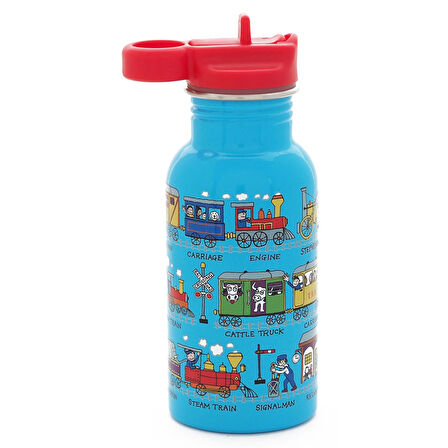 400 ML PİPETLİ PASLANMAZ ÇELİK MATARA -TRAINS