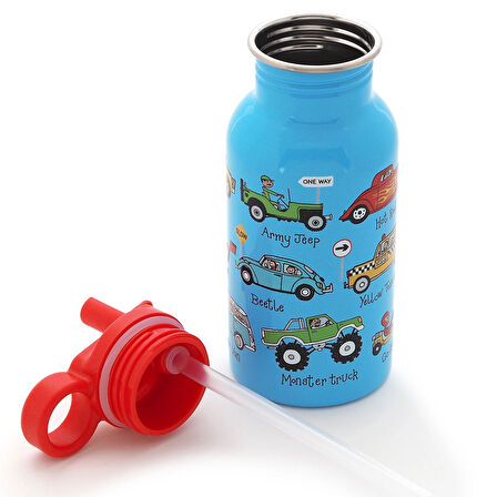 400 ML PİPETLİ PASLANMAZ ÇELİK MATARA -CARS