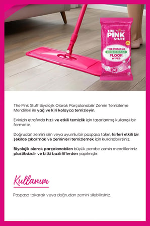 Biyolojik Parçalanabilirli Çok Amaçlı Zemin Temizleme Mendilleri Avantaj Paket 3x20'li Pembe Mendil