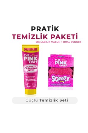 Sıkılabilir Temizlik Macunu + Dual Sünger Pratik Temizlik Seti-Fırın-Ocak-Fayans-Tüm Yüzeyler