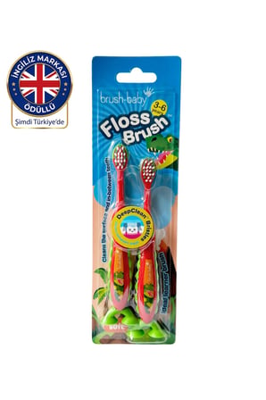 Çocuk Diş İpi Etkili Yumuşak Diş Fırçası - Dinozor - Çiftli Paket - 3-6 Yaş
