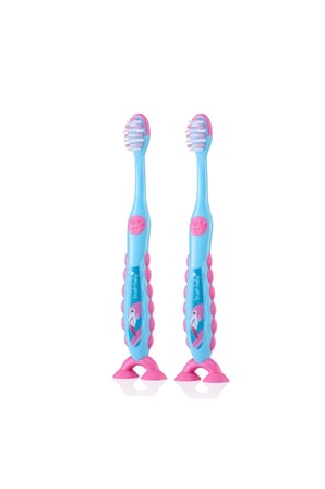 Çocuk Diş İpi Etkili Yumuşak Diş Fırçası - Flamingo - Çiftli Paket - 3-6 Yaş
