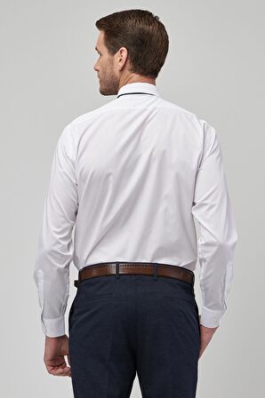 Erkek Beyaz Regular Fit Geniş Kesim Gömlek