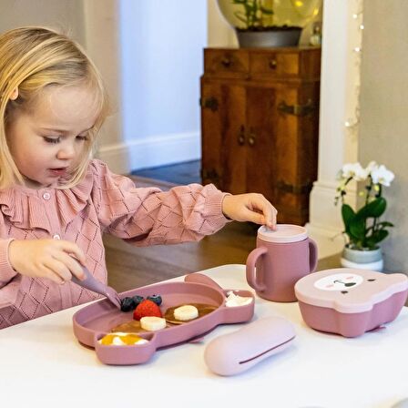 Tum Tum Silikon Vakumlu, Kapaklı Kase Ve Kaşık Seti Betsy Bear