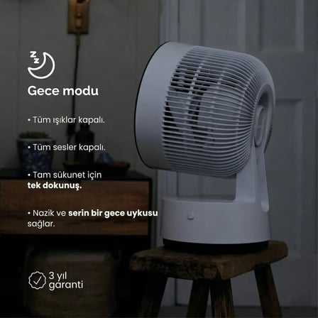 Meaco Sefte® 8" Bataryalı Ultra Sessiz Masaüstü Vantilatör – Uyku Modlu Serinletici Fan