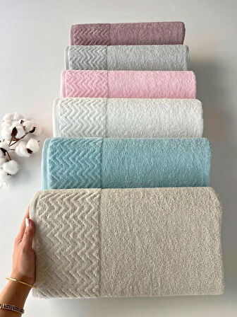 MYSOFT 90X150 ZİKZAK BANYO HAVLUSU-BEJ