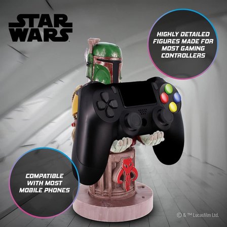 Star Wars Boba Fett Dualsense Dualshock Oyun Kolu Kablo Tutucu Telefon Uyumlu Cable Guys Lisanslı Orijinal
