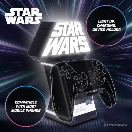 Star Wars Işıklı Stand Dualsense Dualshock Oyun Kolu Tutucu Telefon Uyumlu Cable Guys Lisanslı Orijinal