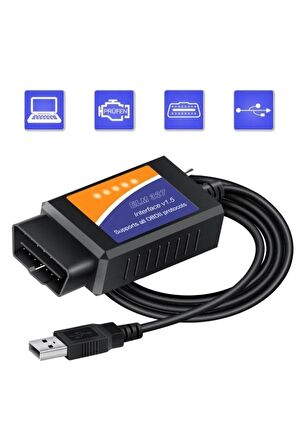 ELM327 USB V1.5 OBD2 Araç Arıza Tespit Cihazı Ford Tam Uyumlu