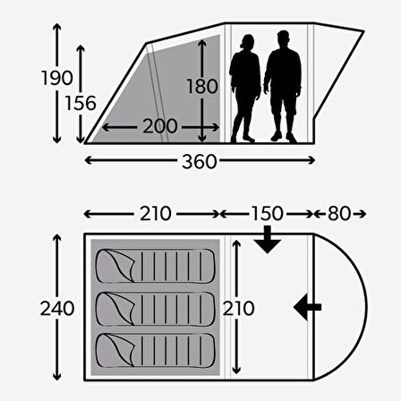 Dometic Kampa Brean 3 AIR 3 Kişilik Şişme Havalı Kamp Çadırı