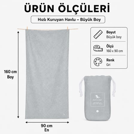 Dock And Bay Hızlı Kuruyan Havlu Essential L Mountain Grey