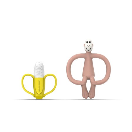 Matchstick Monkey Banana & Monkey Silikon Dis Kasiyici Hediye Seti / Pembe
