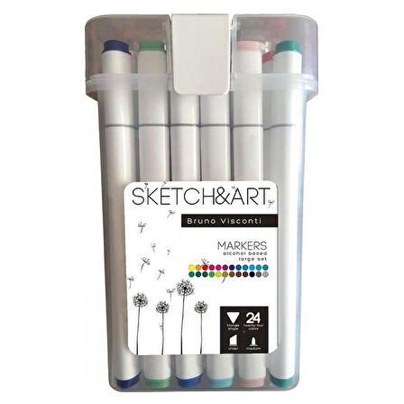 Sketch Art Çift Taraflı 24 Renk Kutulu 22-0077
