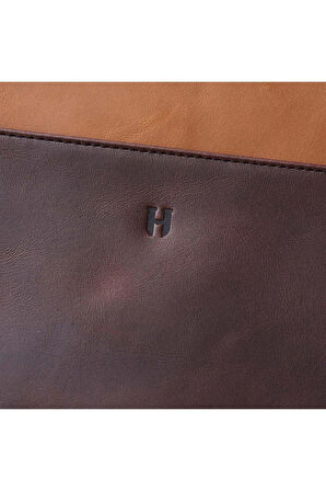 Beverly Hakiki Deri Taba Kahve Kadın Cepli Fermuarlı Rfid Korumalı Portföy Çanta