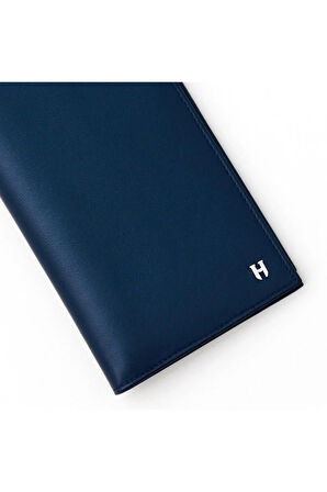 Tripp Hakiki Deri Lacivert Erkek Özel Tasarım Çok Bölmeli Rfid Korumalı Seyehat Cüzdanı