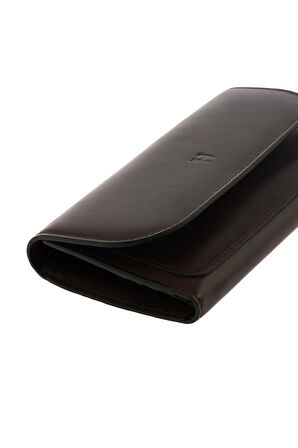 Charlotte Hakiki Deri Kahve Kadın Fermuarlı El Işi Rfid Korumalı Kapaklı Çıtçıtlı Büyük Cüzdan