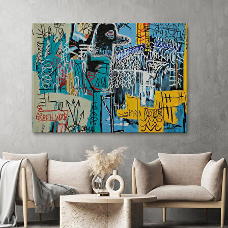Jean Michel Basquiat Mavi Kuş Kanvas Tablo-5060