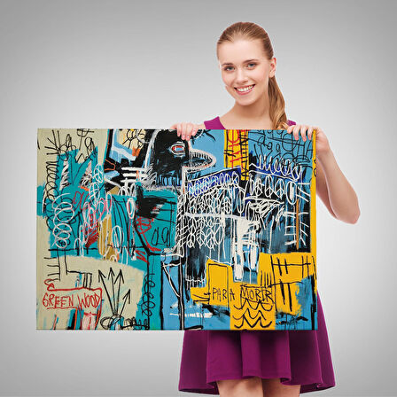 Jean Michel Basquiat Mavi Kuş Kanvas Tablo-5060