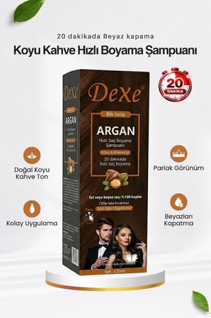 Dexe Bitki Serisi Argan Yağlı Beyaz Kapatıcı Şampuan Boya 420 Ml Koyu Kahve