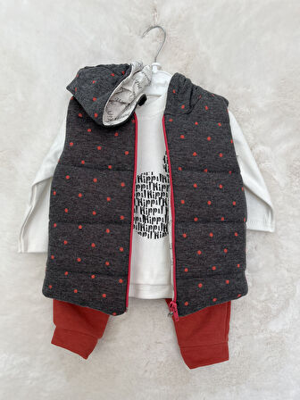 Puantiyeli  Yelekli Üçlü Takım