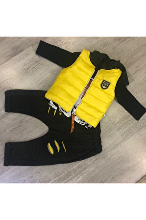 Erkek Bebek Sarı Şişme Yelekli Tıger 3'lü Takım