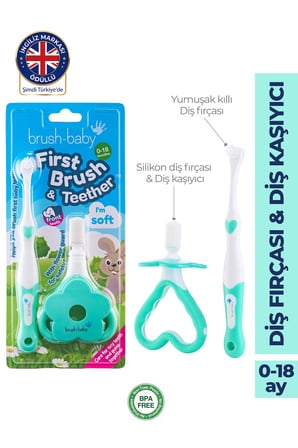 Silikon Diş Fırçası ve Diş Kaşıyıcı ile Diş Macunu (İlk Ağız Bakım Seti) 0-18 Ay