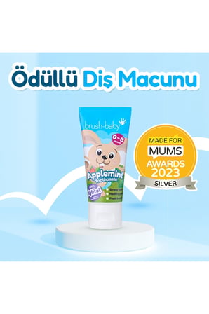 Bebek Diş İpi Etkili Yumuşak Diş Fırçası ve Diş Macunu Elma Nanesi, Turkuaz ve Mavi, Çiftli Paket (0-3 Yaş)