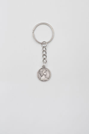 İngiliz Kraliçe II. Elizabeth Anahtarlık - Antik Gümüş Kaplama - Kadın Erkek