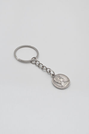 İngiliz Kraliçe II. Elizabeth Anahtarlık - Antik Gümüş Kaplama - Kadın Erkek