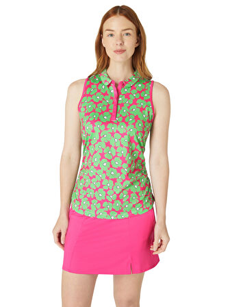 Callaway Çiçekli Kolsuz Polo Yaka Tshirt