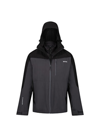 Regatta Gri - Siyah Erkek Kapüşonlu Regular Fit Mont RMP359 Wentwood VIII