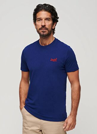 Superdry Bisiklet Yaka Düz Lacivert Erkek T-Shirt M1011245AJZD_ESSENTIAL LOGO EMB TEE