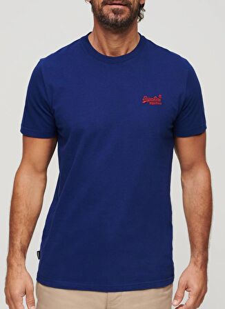 Superdry Bisiklet Yaka Düz Lacivert Erkek T-Shirt M1011245AJZD_ESSENTIAL LOGO EMB TEE