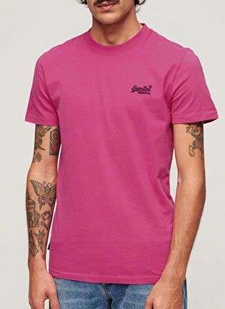 Superdry Bisiklet Yaka Düz Pembe Erkek T-Shirt M1011245AVKB_ESSENTIAL LOGO EMB TEE