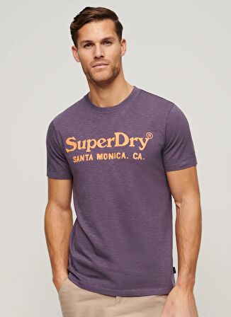 Superdry Bisiklet Yaka Baskılı Mor Erkek T-Shirt M1011893A2AW_VENUE CLASSIC LOGO T S