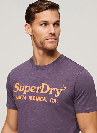 Superdry Bisiklet Yaka Baskılı Mor Erkek T-Shirt M1011893A2AW_VENUE CLASSIC LOGO T S