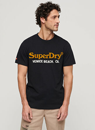 Superdry Bisiklet Yaka Baskılı Siyah Erkek T-Shirt M1011894A9RN_VENUE DUO LOGO T SHIRT