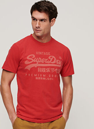 Superdry Bisiklet Yaka Baskılı Kırmızı Erkek T-Shirt M1011895A9QZ_CLASSIC VL HERITAGE T