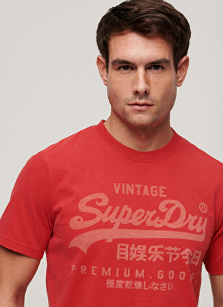Superdry Bisiklet Yaka Baskılı Kırmızı Erkek T-Shirt M1011895A9QZ_CLASSIC VL HERITAGE T