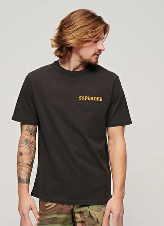 Superdry Bisiklet Yaka Baskılı Antrasit Erkek T-Shirt M1011896B06A_TATTOO GRAPHIC LOOSE T