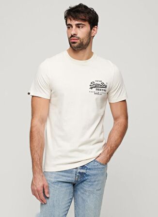 Superdry Bisiklet Yaka Baskılı Krem Erkek T-Shirt M1011897A22C_TOKYO VL GRAPHIC T SHI