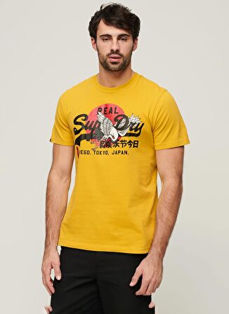 Superdry Bisiklet Yaka Baskılı Sarı Erkek T-Shirt M1011897A7SD_TOKYO VL GRAPHIC T SHI