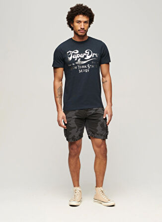 Superdry Bisiklet Yaka Baskılı Lacivert Erkek T-Shirt M1011901AJWV_METALLIC WORKWEAR GRAP