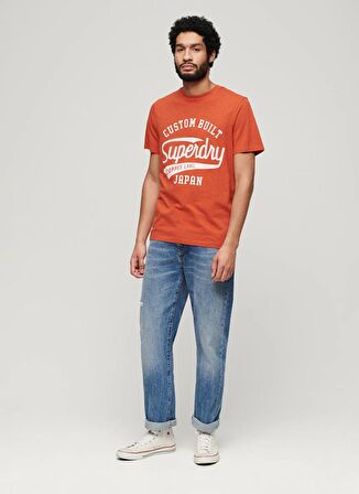 Superdry Bisiklet Yaka Baskılı Turuncu Erkek T-Shirt M1011905A1FH_COPPER LABEL SCRIPT TE