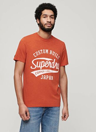 Superdry Bisiklet Yaka Baskılı Turuncu Erkek T-Shirt M1011905A1FH_COPPER LABEL SCRIPT TE