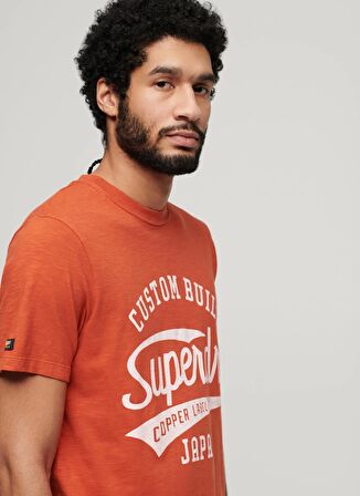 Superdry Bisiklet Yaka Baskılı Turuncu Erkek T-Shirt M1011905A1FH_COPPER LABEL SCRIPT TE