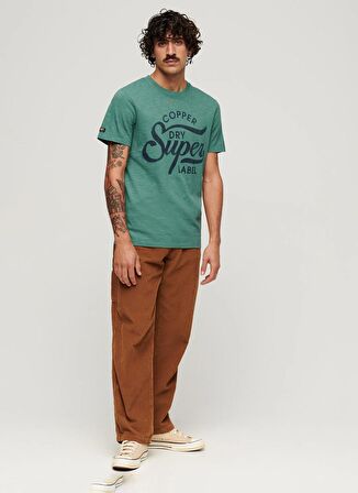 Superdry Bisiklet Yaka Baskılı Yeşil Erkek T-Shirt M1011905A2AN_COPPER LABEL SCRIPT TE