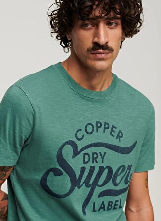 Superdry Bisiklet Yaka Baskılı Yeşil Erkek T-Shirt M1011905A2AN_COPPER LABEL SCRIPT TE